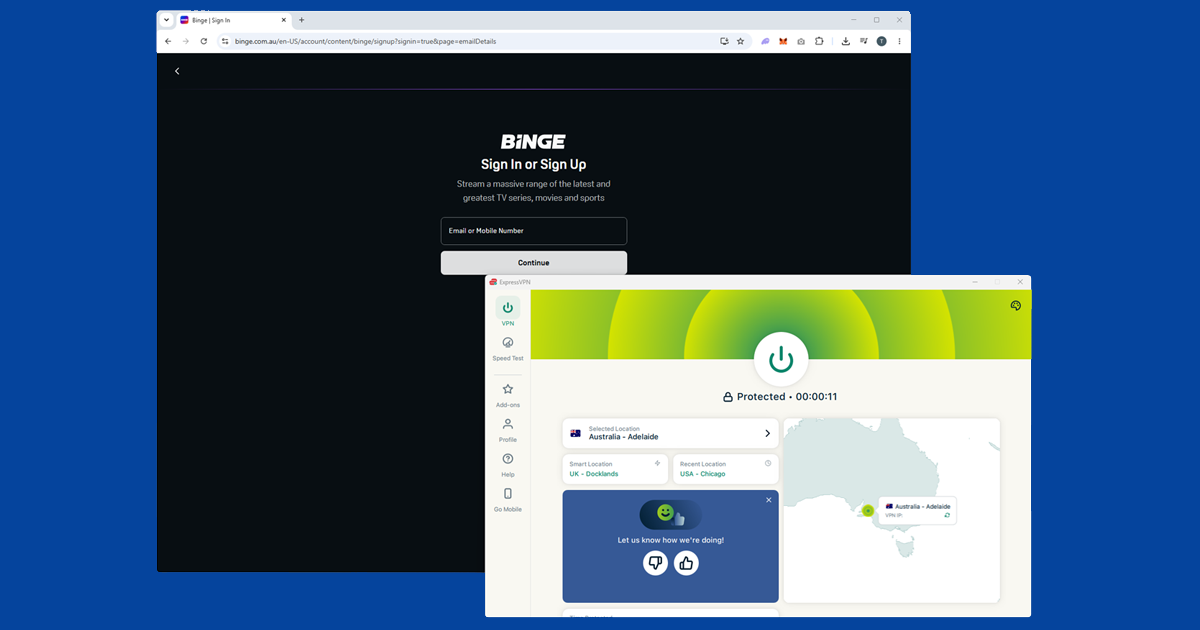 Binge streaming geo-restriction error for viewers outside Australia