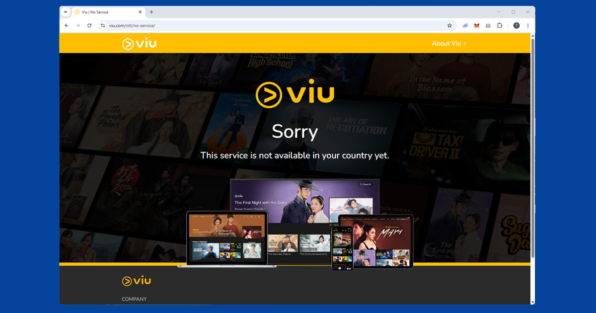 Viu streaming geo-restriction error shown in unsupported regions
